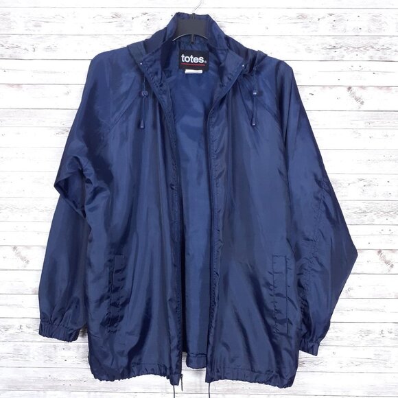 Totes Windbreaker L Jacket Blue Full Zip 189 - Picture 2 of 5